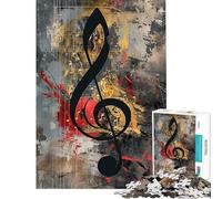 1000 Adult Pieces Jigsaw Puzzle Gold Music Notes Jigsaw Puzzle Brain Teaser Game Pattern Assembly Gifts for Friends And Family (Size 50x75cm)
