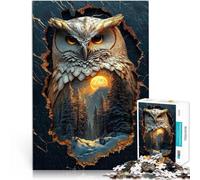 1000 Adult Pieces Jigsaw Puzzle Golden Owl Double Exposure Made of cardboard for and 14 years and over fun games for families Difficult Hard Gifts for Women Men 。size:38x52cm/14.96x20.47inch