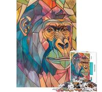 1000 Adult Pieces Jigsaw Puzzle Gorilla Animal Gold Decor Brain Intelligence Challenge Addictive Toys Fun Games For Family Fun Art Work Gifts (size 50x75cm)