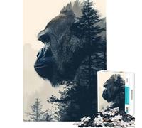 1000 Adult Pieces Jigsaw Puzzle Gorilla Double Exposure Brain Teaser Game Addictive Toys to Cultivate Patience Funny Gifts Presents for Women (Size 38x52cm)