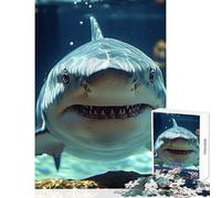 1000 Adult Pieces Jigsaw Puzzle Great White Shark Underwater Portrait Educational Toy Funny Gift Educational Games Artists' Collection, Fine Arts Size 38x52cm
