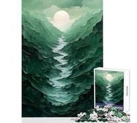 1000 Adult Pieces Jigsaw Puzzle Green Mountain Valley with River And Sun Educational Toy Gift For Birthdays Educational Games Every Piece Is Unique - Size 38x52cm