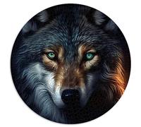 1000 Adult Pieces Jigsaw Puzzle Handsome wolf round Jigsaw Puzzle Gift Cardboard Puzzle 26.5x26.5inch