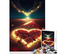1000 Adult Pieces Jigsaw Puzzle Heart on The Beach Educational Toy Gift For Birthdays Educational Games Every Piece Is Unique - Size 50x75cm