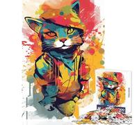 1000 Adult Pieces Jigsaw Puzzle Hip Hop Kitty Educational Toy Funny Gift Educational Games Artists' Collection, Fine Arts Size 38x52cm