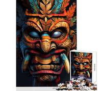 1000 Adult Pieces Jigsaw Puzzle Indigenous Tribe Tiki Mask Educational Games Birthday Present Anti-Stress Toys Fun Activities at Home (75X50CM)