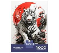 1000 Adult Pieces Jigsaw Puzzle Japan Ink White Tiger Puzzle for Adults Brain Teaser Game Improve Memory Gifts for Friends And Family 38x26cm/1000pcs