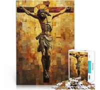 1000 Adult Pieces Jigsaw Puzzle Jesus Christ Mosaic Herausforderndes Spielspielzeug Wunschliste mit dem Weihnachtsmann52x38cm