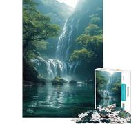 1000 Adult Pieces Jigsaw Puzzle Jungle Waterfall Help The Brain Exercise Home Decoration Practical Game for Ages 14 And over (50x75cm)