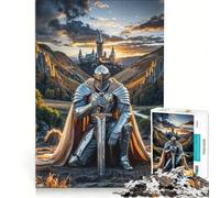 1000 Adult Pieces Jigsaw Puzzle Knight Kneeling Before Castle Brain Teaser Game Difficult Hard Unique Birthday And Xmas Gifts 50x75cm