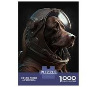 1000 Adult Pieces Jigsaw Puzzle Labrador Astronaut Adult Jigsaw Puzzle Brain Teaser Game Birthday Present Challenging To Complete 70x50cm/1000pcs