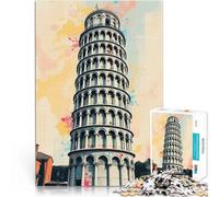 1000 Adult Pieces Jigsaw Puzzle Leaning Tower of Pisa Watercolor Für Familienspaß Die Liebe zwischen Paaren stärken52x38cm