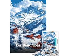 1000 Adult Pieces Jigsaw Puzzle Les Deux Alpes Ski Resort Jigsaw Puzzle Brain Teaser Game Pattern Assembly Gifts for Friends And Family (Size 38x52cm)