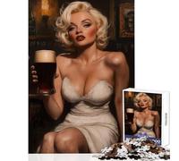 1000 Adult Pieces Jigsaw Puzzle Marylin Monroe with Beer in Irish Pub Educational Toy Funny Gift Educational Games Artists' Collection, Fine Arts Size 38x52cm