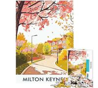 1000 Adult Pieces Jigsaw Puzzle Milton Keynes Autumn Street Jigsaw Puzzle Brain Teaser Game Pattern Assembly Gifts for Friends And Family (Size 38x52cm)