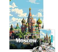 1000 Adult Pieces Jigsaw Puzzle Moscow Red Square Illustration Challenging To Complete Home Art Decor Fun Games Suitable for Ages 14 And Up (50x75cm)
