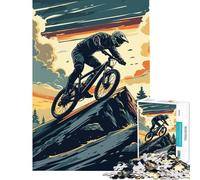 1000 Adult Pieces Jigsaw Puzzle Mountain Biker on Peak, Digital Art Fun Games for Educational Game Challenge Toy Great Gifts Difficult Challenge (Size 50x75cm)