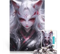 1000 Adult Pieces Jigsaw Puzzle Mystical Fox Mask Girl Handgeschwindigkeitswettbewerb Einzigartige Wohndekoration und Geschenke75x50cm