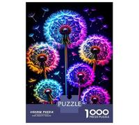 1000 Adult Pieces Jigsaw Puzzle Neon Dandelions in Bloom Puzzle for Adults Brain Teaser Game Improve Memory Gifts for Friends And Family 38x26cm/1000pcs