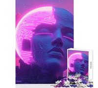1000 Adult Pieces Jigsaw Puzzle Neon Head Vaporwave Sculpture Educational Toy Funny Gift Educational Games Artists' Collection, Fine Arts Size 50x75cm