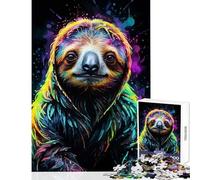 1000 Adult Pieces Jigsaw Puzzle Neon Sloth Art Educational Toy Funny Gift Educational Games Artists' Collection, Fine Arts Size 50x75cm