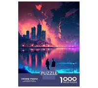 1000 Adult Pieces Jigsaw Puzzle Nightfall in The Neon City Puzzle for Adults Brain Teaser Game Improve Memory Gifts for Friends And Family 38x26cm/1000pcs