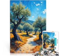 1000 Adult Pieces Jigsaw Puzzle Olive Grove Path Spielzeug Lernspiele Stressabbau mit passendem Poster und Quizblatt52x38cm