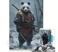 1000 Adult Pieces Jigsaw Puzzle Panda Bear with His Swords Hands-on Game Parent-child Interaction Deal As Gifts for The Whole Family 38x52cm