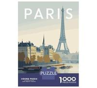 1000 Adult Pieces Jigsaw Puzzle Paris Cityscape with Eiffel Tower Jigsaws for Adults Toy Wall Decor Perfect Decoration Great Gift for Gaming 70x50cm/1000pcs