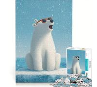 1000 Adult Pieces Jigsaw Puzzle Polar Bear with Sunglasses, Brain Teaser Game, Difficult Hard, Unique Birthday And Xmas Gifts 50x75cm