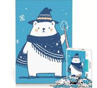 1000 Adult Pieces Jigsaw Puzzle Polar Bear Wizard with Magic Wand, Brain Teaser Game, Difficult Hard, Unique Birthday And Xmas Gifts 38x26cm