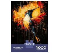 1000 Adult Pieces Jigsaw Puzzle Radiant Flight Contemporary Expressionist Hummingbird Adult Jigsaw Puzzle Relaxing Games Hand Speed Race Birthday Present, Gifts, 52x38cm/1000pcs