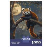1000 Adult Pieces Jigsaw Puzzle Red Panda Moon Tree Night Adult Jigsaw Puzzle Brain Teaser Game Birthday Present Challenging To Complete 70x50cm/1000pcs