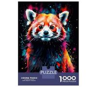 1000 Adult Pieces Jigsaw Puzzle Red Panda Watercolor Art Adult Jigsaw Puzzle Relaxing Games Hand Speed Race Birthday Present, Gifts, 52x38cm/1000pcs