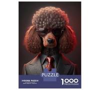 1000 Adult Pieces Jigsaw Puzzle Red Poodle Mafia Boss Adult Jigsaw Puzzle Brain Teaser Game Birthday Present Challenging To Complete 38x26cm/1000pcs