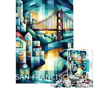 1000 Adult Pieces Jigsaw Puzzle San Francisco Geometric Cityscape Educational Challenge A Work of Art Anti-Stress Toys for And 14 Years And over (50x75cm)