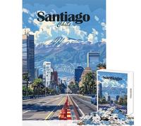 1000 Adult Pieces Jigsaw Puzzle Santiago, Chile Cityscape Brain Teaser Game Learning Educational Home Decoration Toys Interesting Stress Reduction (38X26CM)