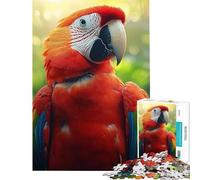 1000 Adult Pieces Jigsaw Puzzle Scarlet Macaw Portrait in Lush Jungle Challenging To Complete Home Art Decor Fun Games Suitable for Ages 14 And Up (50x75cm)