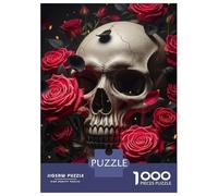 1000 Adult Pieces Jigsaw Puzzle Skull And Roses Dark Beauty Puzzle for Adults Brain Teaser Game Improve Memory Gifts for Friends And Family 70x50cm/1000pcs