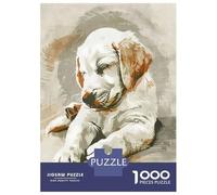 1000 Adult Pieces Jigsaw Puzzle Sleeping Golden Retriever Puppy Nursery Illustration Adult Jigsaw Puzzle Relaxing Games Hand Speed Race Birthday Present, Gifts, 52x38cm/1000pcs