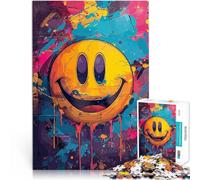 1000 Adult Pieces Jigsaw Puzzle Smile Crazy Face Colorful Staycation: Zeit totschlagen Wohnkunstdekor52x38cm
