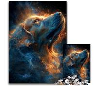 1000 Adult Pieces Jigsaw Puzzle Space Golden Retriever Wooden Jigsaw Puzzles Stress Reliever Staycation Kill Time, A Work of Art for And Age 14 50X75CM