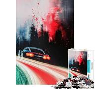 1000 Adult Pieces Jigsaw Puzzle Speed Blur Abstract Car Challenging To Complete Home Art Decor Fun Games Suitable for Ages 14 And Up (38x52cm)