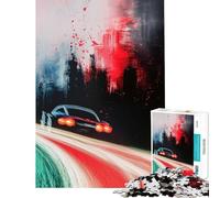 1000 Adult Pieces Jigsaw Puzzle Speed Blur Abstract Car Challenging To Complete Home Art Decor Fun Games Suitable for Ages 14 And Up (50x75cm)