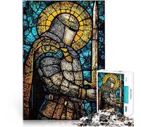 1000 Adult Pieces Jigsaw Puzzle Stained Glass Knight Trainieren Sie Ihr Gehirn und Ihre Hände Geburtstagsgeschenke38x26cm