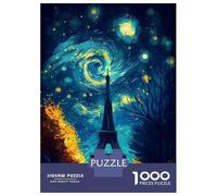 1000 Adult Pieces Jigsaw Puzzle Starry Night Paris Adult Jigsaw Puzzle Brain Teaser Game Birthday Present Challenging To Complete 52x38cm/1000pcs