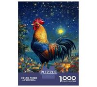 1000 Adult Pieces Jigsaw Puzzle Starry Rooster's Vigil Jigsaws for Adults Toy Wall Decor Perfect Decoration Great Gift for Gaming 70x50cm/1000pcs