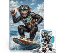 1000 Adult Pieces Jigsaw Puzzle Surf's Up Monkey Made of cardboard,for ages 14 and over Vacation at home: killing time Offered as gifts for the whole family。size:38x52cm/14.96x20.47inch