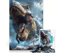 1000 Adult Pieces Jigsaw Puzzle T-Rex Roaring Tight Cut Fun Thinking Skill Game Leisure Fun Time Birthday Activity(38x26cm)