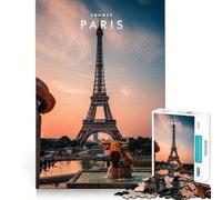 1000 Adult Pieces Jigsaw Puzzle The Eiffel Tower Building Tight Cut Fun Thinking Skill Game Leisure Fun Time Birthday Activity (50x75cm)